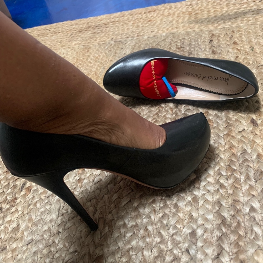 Black Leather  Jean Michel Cazabet 4" heel pump,